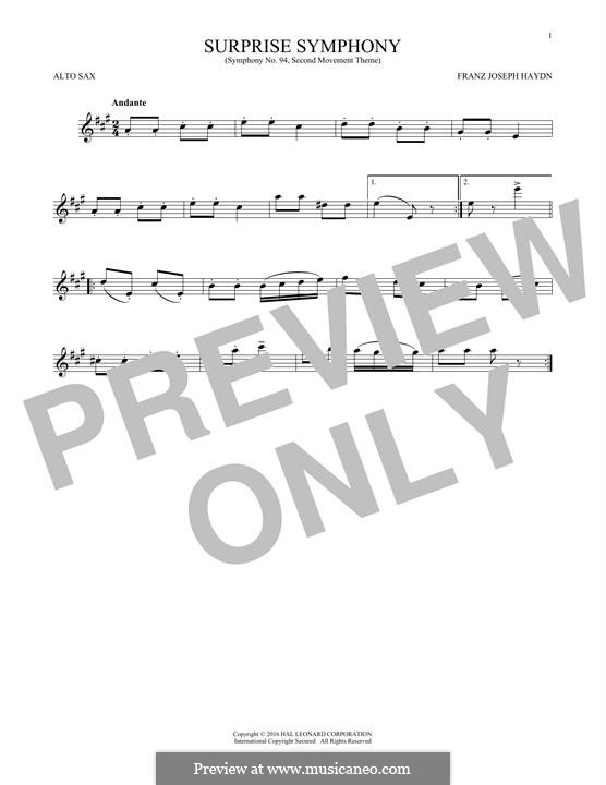 Movement II: Theme, for alto saxophone by Joseph Haydn