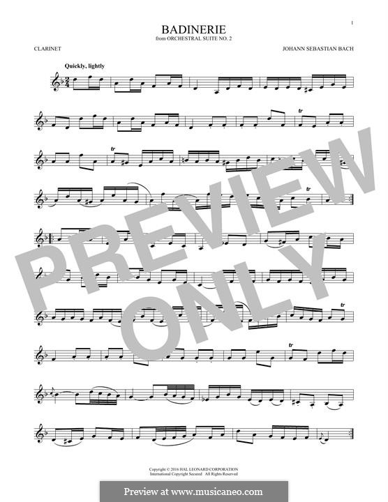 Badinerie: For clarinet by Johann Sebastian Bach