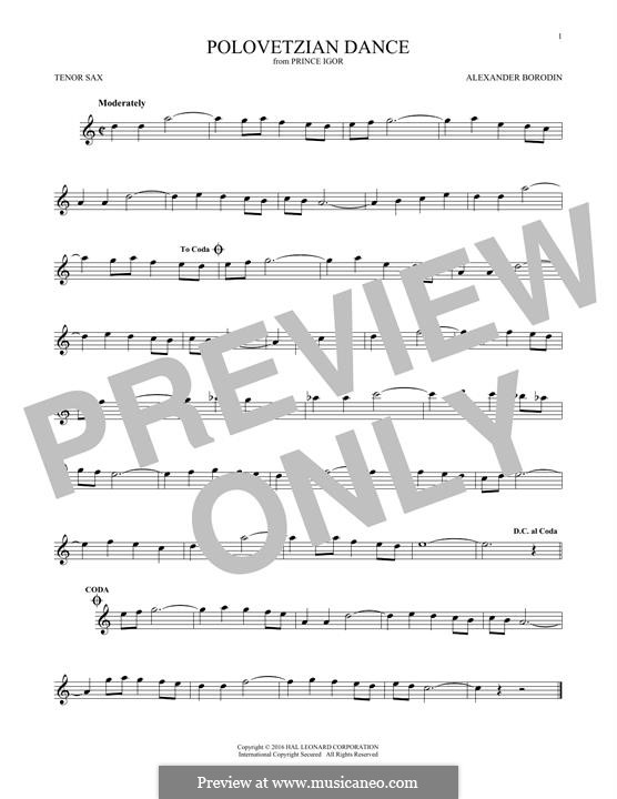 Polovtsian Dances (Printable Scores): Theme, for tenor saxophone by Alexander Borodin