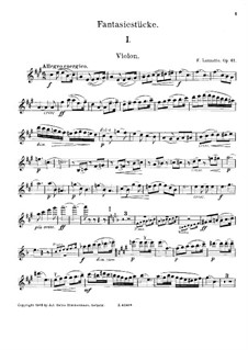 Fantastic Pieces for Violin, Cello and Piano, Op.61: Violin part by Fortunato Luzzatto
