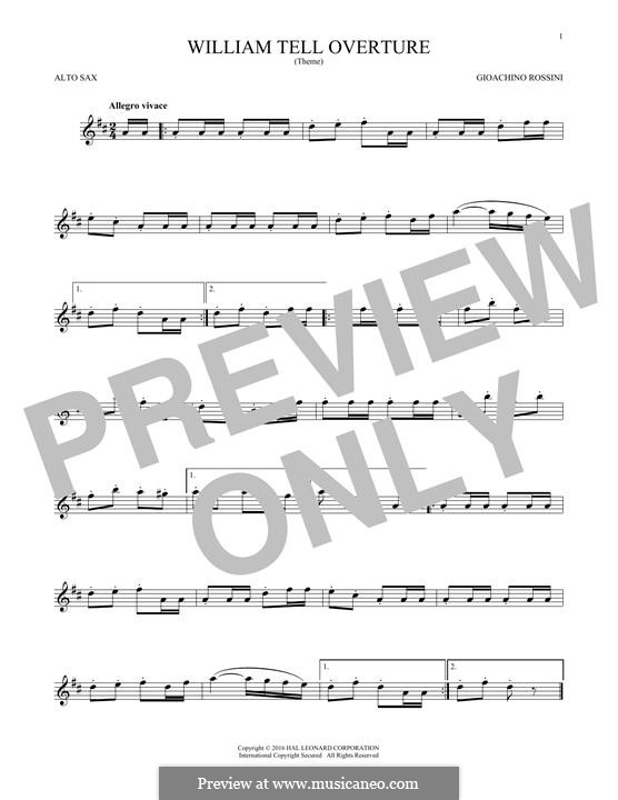 Overture (Printable Scores): For alto saxophone by Gioacchino Rossini