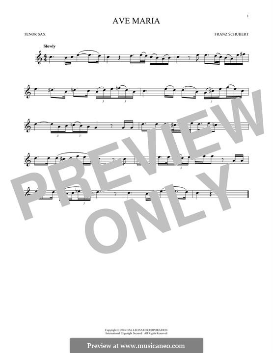 One instrument version: For tenor saxophone by Franz Schubert