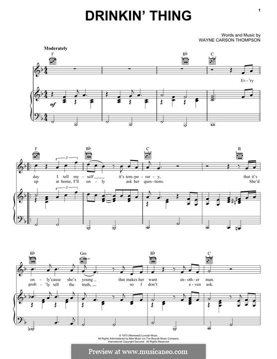 Drinkin' Thing: For voice and piano (or guitar) by Wayne Carson Thompson