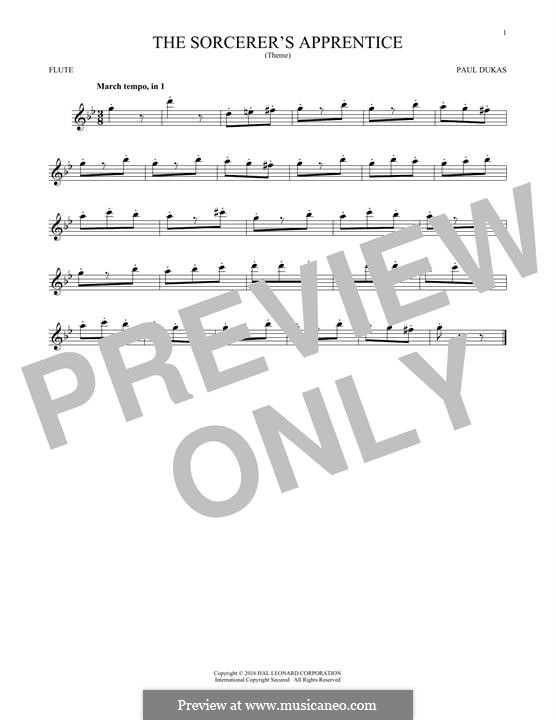 L'apprenti sorcier (The Sorcerer's Apprentice): For flute by Paul Dukas