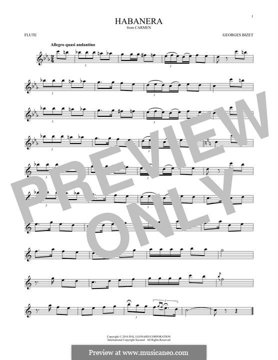 Habanera (Printable Scores): For flute by Georges Bizet