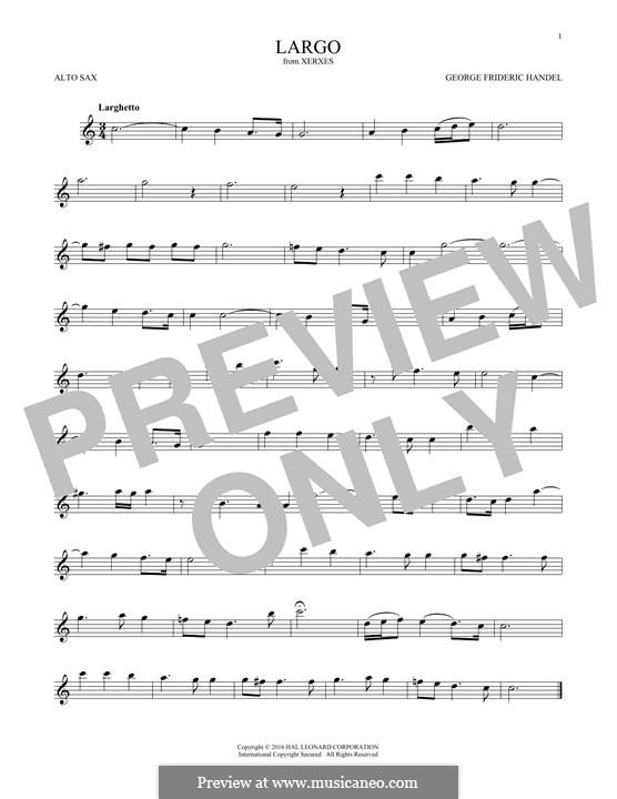 Largo (Ombra mai fu) printable score: For alto saxophone by Georg Friedrich Händel