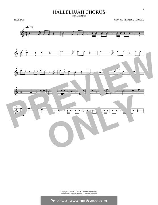 No.44 Hallelujah (Printable Scores): For trumpet by Georg Friedrich Händel