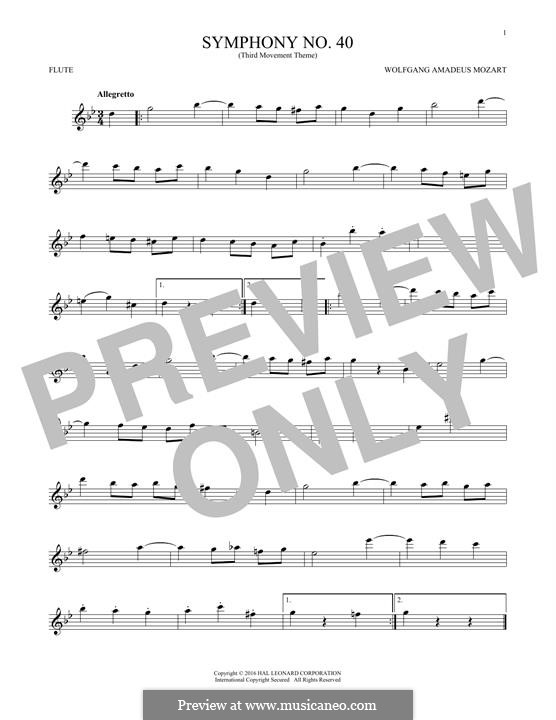 Movement III: Theme, for flute by Wolfgang Amadeus Mozart