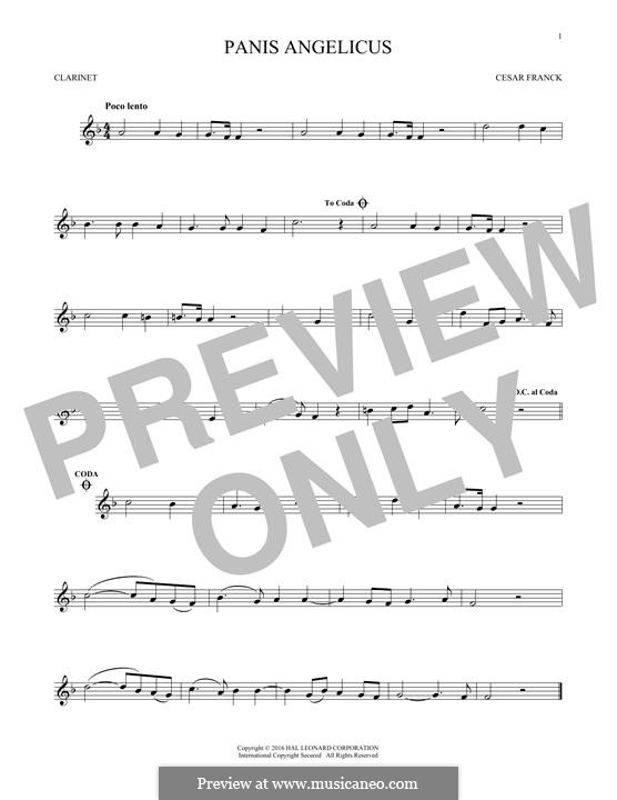 Panis Angelicus (O Lord Most Holy), Printable Scores: For clarinet by César Franck