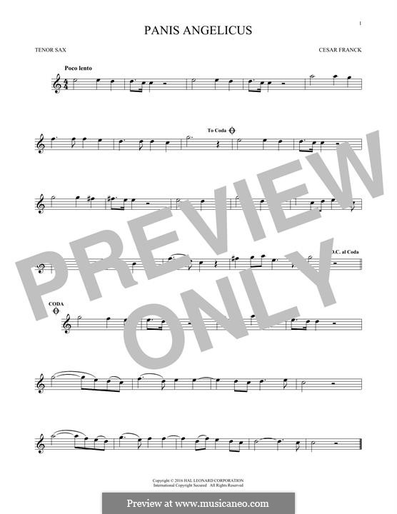 Panis Angelicus (O Lord Most Holy), Printable Scores: For tenor saxophone by César Franck