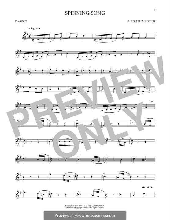 The Spinning Song: For clarinet by Albert Ellmenreich