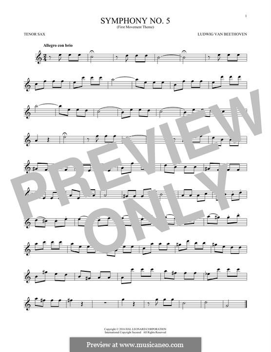 Movement I (Excerpt): For tenor saxophone by Ludwig van Beethoven