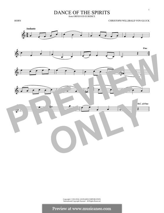 Dance of the Blessed Spirits: For horn by Christoph Willibald Gluck