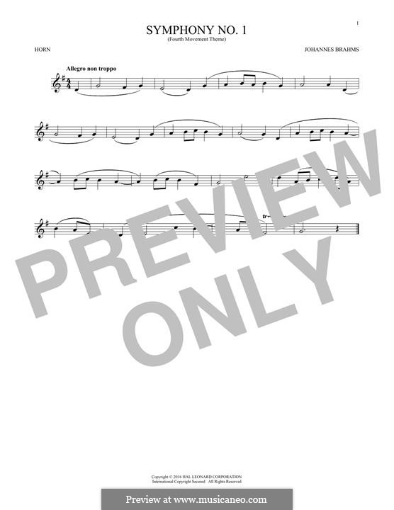 Movement IV: Excerpt. Version for horn by Johannes Brahms