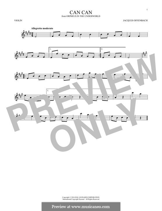 Can-Can (Printable Scores): For violin by Jacques Offenbach