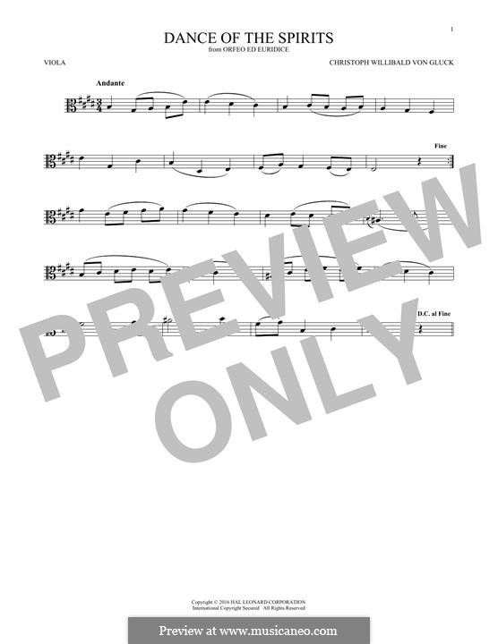 Dance of the Blessed Spirits: For viola by Christoph Willibald Gluck