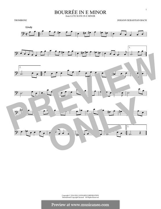 Suite for Lute (or Harpsichord) in E Minor, BWV 996: Bourrée. Version for trombone by Johann Sebastian Bach
