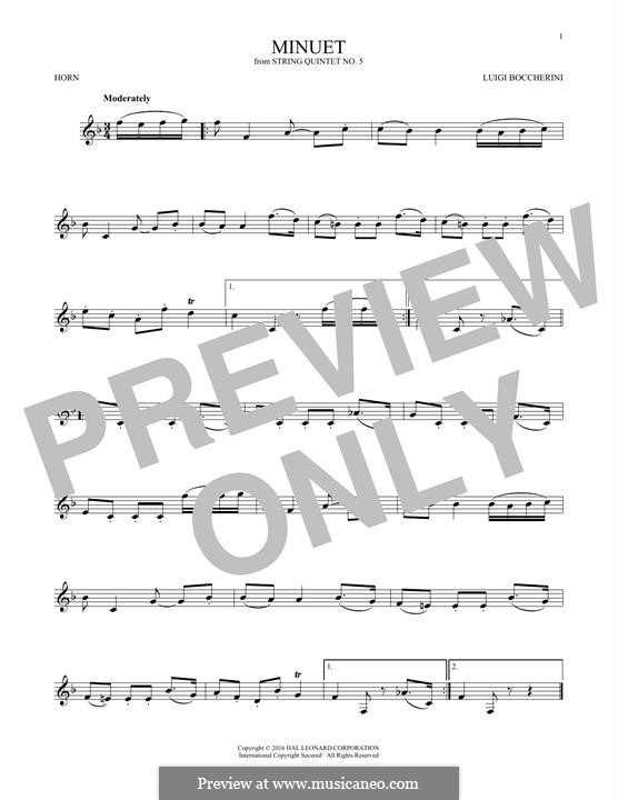 Minuet (Instrumental version): For horn by Luigi Boccherini