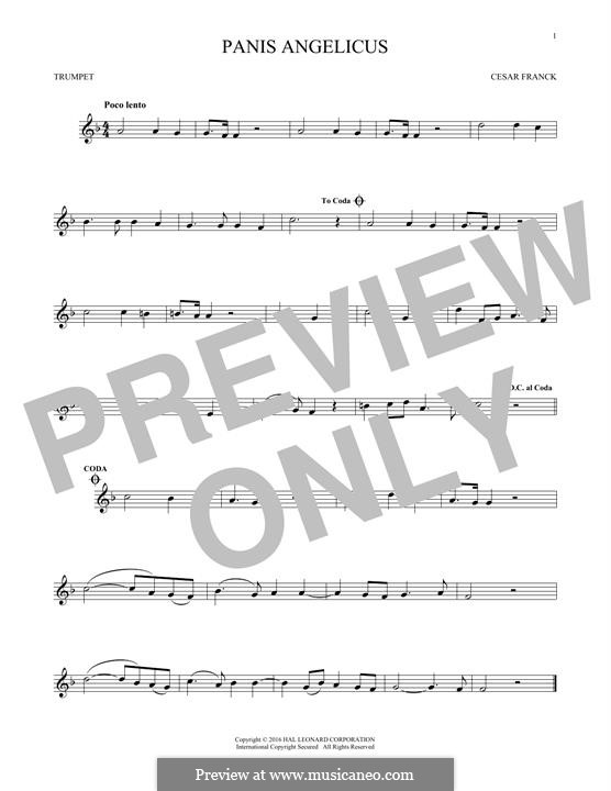 Panis Angelicus (O Lord Most Holy), Printable Scores: For trumpet by César Franck