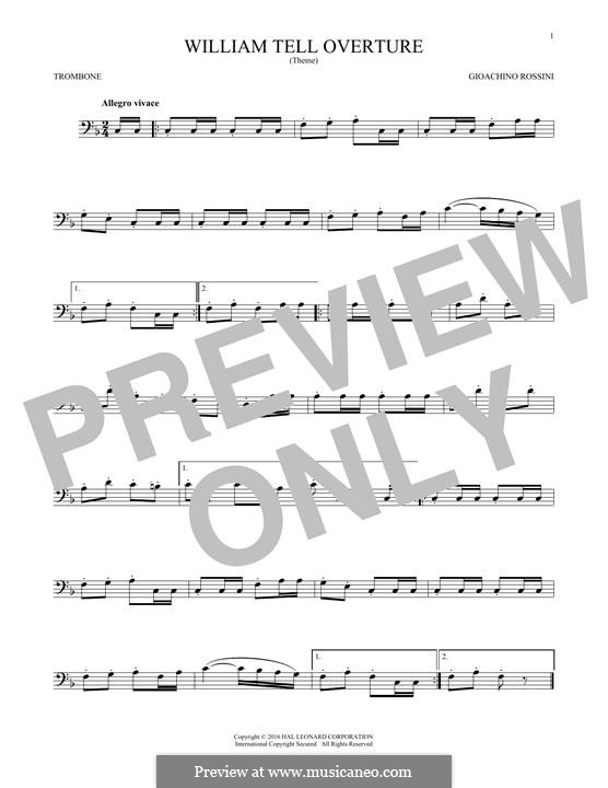 Overture (Printable Scores): For trombone by Gioacchino Rossini