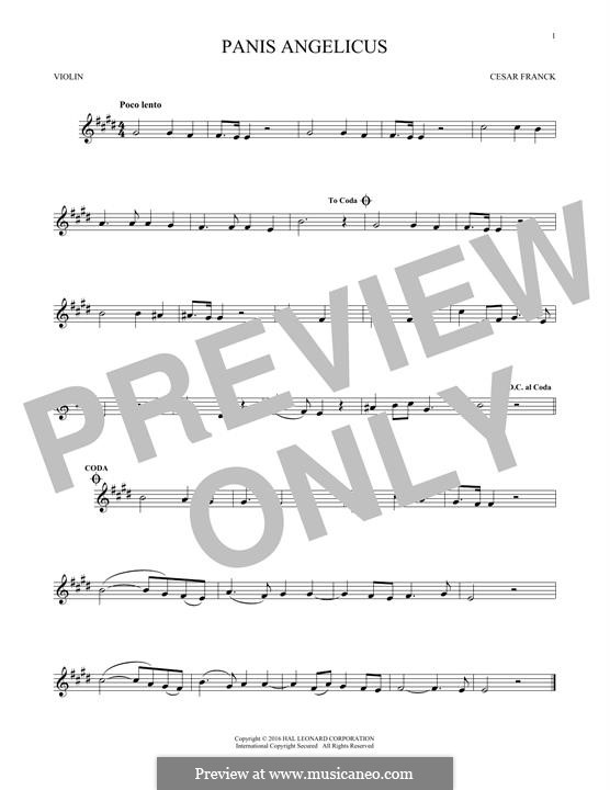 Panis Angelicus (O Lord Most Holy), Printable Scores: For violin by César Franck