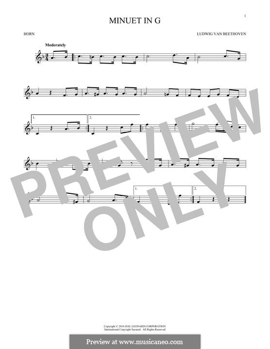No.4 Minuet in G Major, BWV Anh.114: For horn by Johann Sebastian Bach