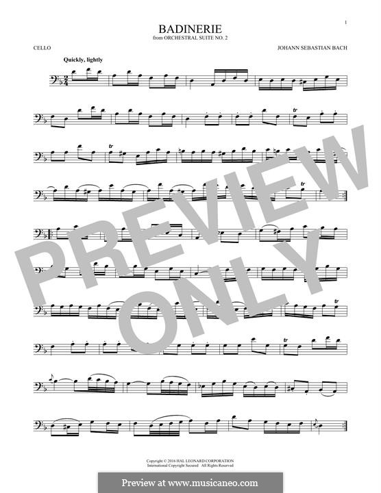 Badinerie: For cello by Johann Sebastian Bach