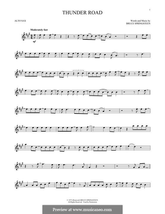 Thunder Road: For alto saxophone by Bruce Springsteen