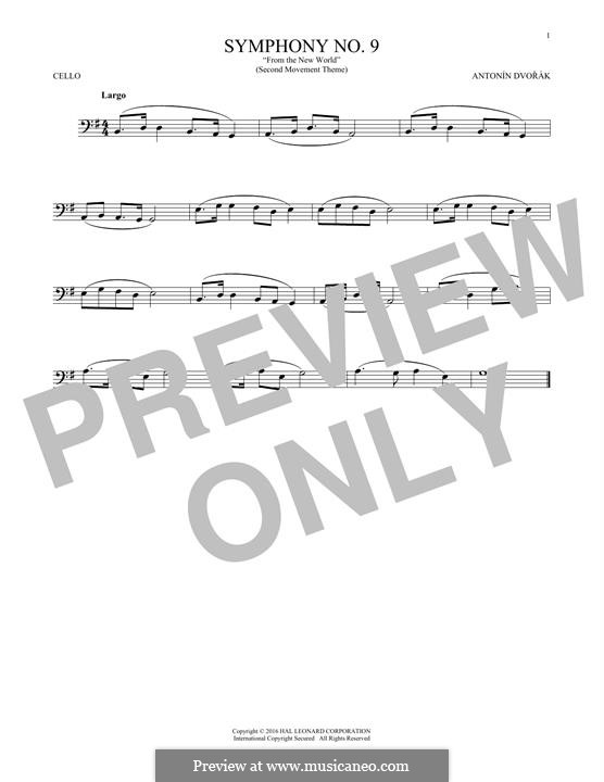 Movement II (Largo) Printable Scores: Theme, for cello by Antonín Dvořák