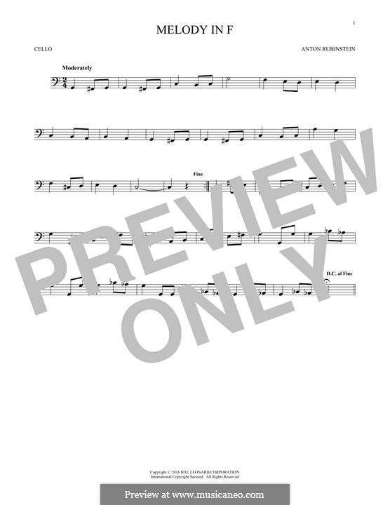 Two Melodies, Op.3: Melody No.1, for cello by Anton Rubinstein