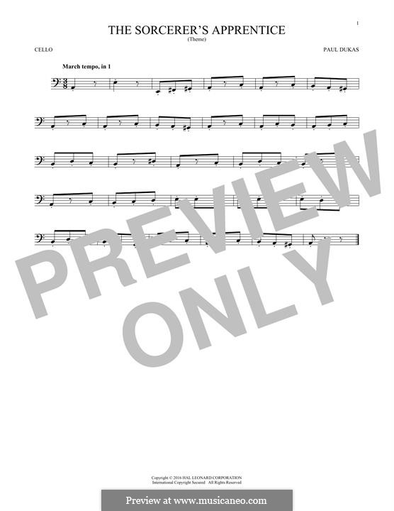 L'apprenti sorcier (The Sorcerer's Apprentice): For cello by Paul Dukas