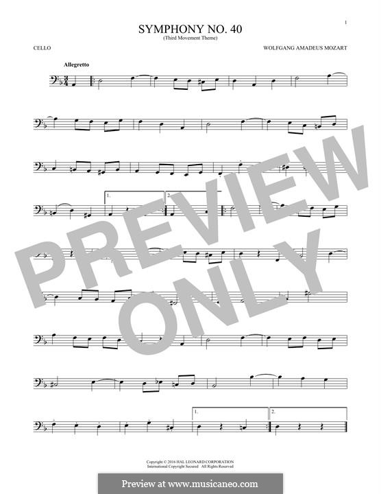 Movement III: Theme, for cello by Wolfgang Amadeus Mozart