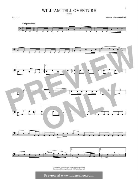 Overture (Printable Scores): For cello by Gioacchino Rossini