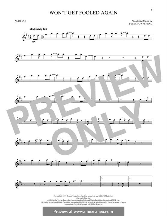 Won't Get Fooled Again (The Who): For alto saxophone by Peter Townshend