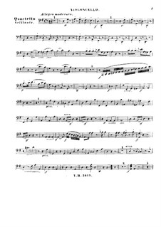 Quartet for Piano, Flute, Viola and Cello: Cello part by Tobias Haslinger