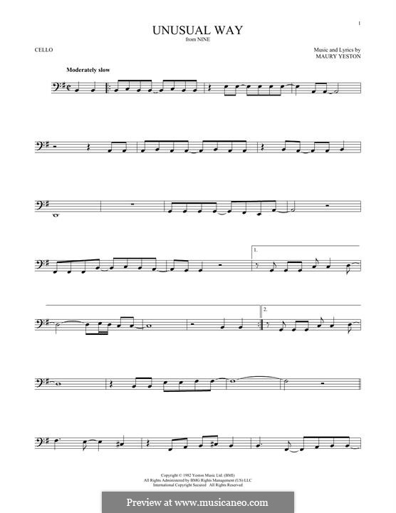 Unusual Way (In a Very Unusual Way): For cello by Maury Yeston