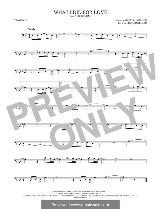 What I Did for Love (Priscilla Lopez): For trombone by Marvin Hamlisch