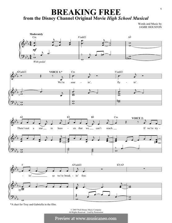 Breaking Free (from High School Musical): For voice and piano by Jamie Houston