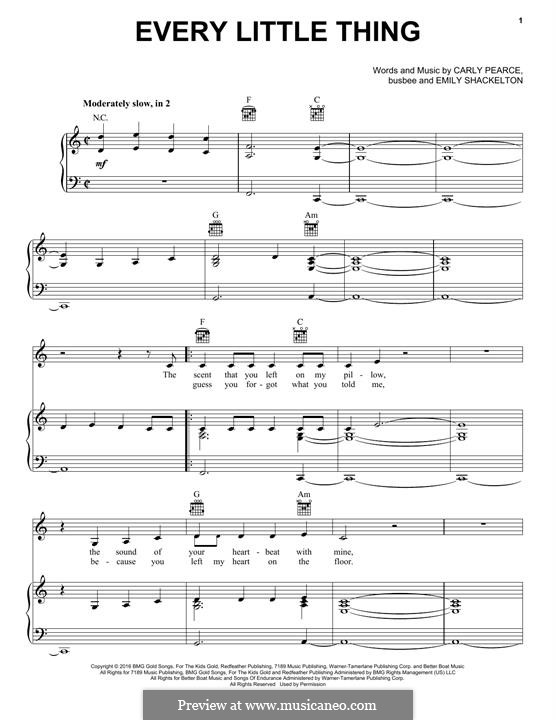 Every Little Thing: For voice and piano (or guitar) by Busbee, Emily Shackelton, Carly Pearce