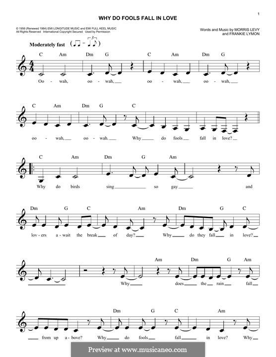 Why Do Fools Fall in Love: Melody line by Frankie Lymon, Morris Levy
