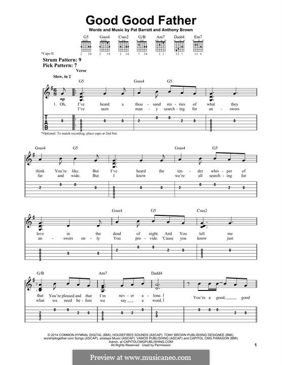 Good Good Father (Chris Tomlin): For guitar with tab by Anthony Brown, Pat Barrett