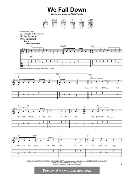 We Fall Down: For guitar with tab by Chris Tomlin