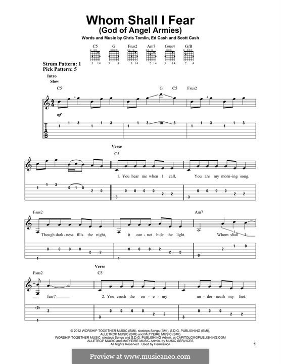 Whom Shall I Fear (God of Angel Armies): For guitar with tab by Chris Tomlin, Ed Cash, Scott Cash