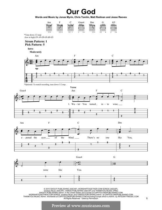 Our God: For guitar with tab by Chris Tomlin, Jesse Reeves, Jonas Myrin, Matt Redman