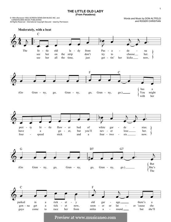 The little old lady from pasadena by d altfeld r christian on