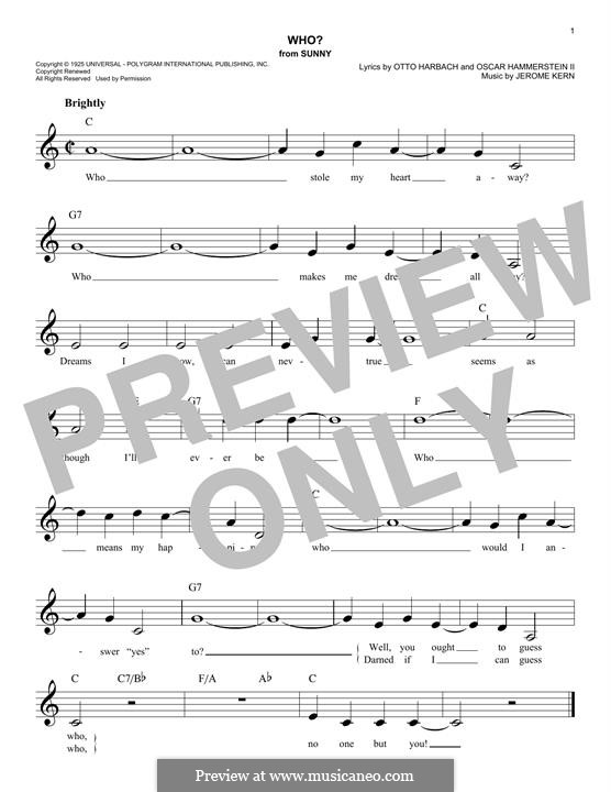 Who?: Melody line by Jerome Kern