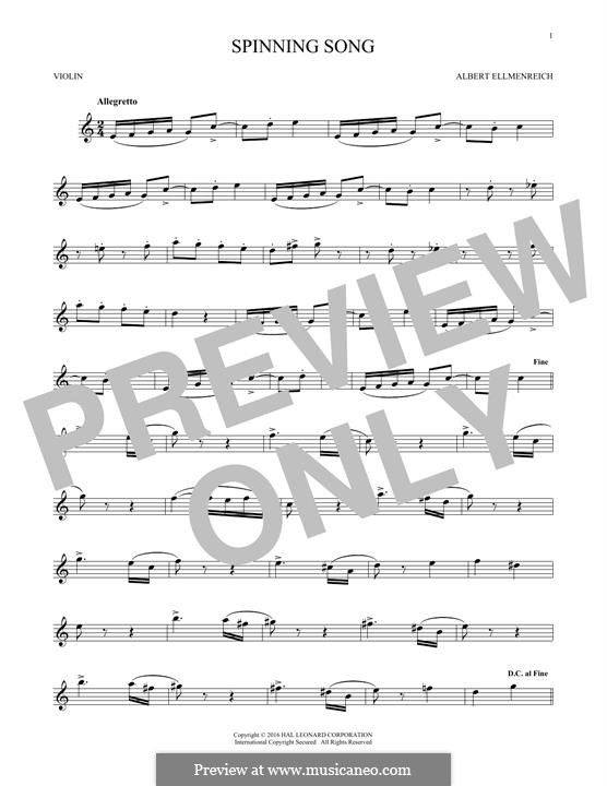 The Spinning Song: For violin by Albert Ellmenreich