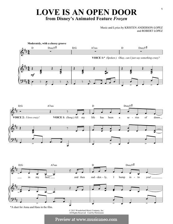 Love Is An Open Door By R Lopez K Anderson Lopez On Musicaneo