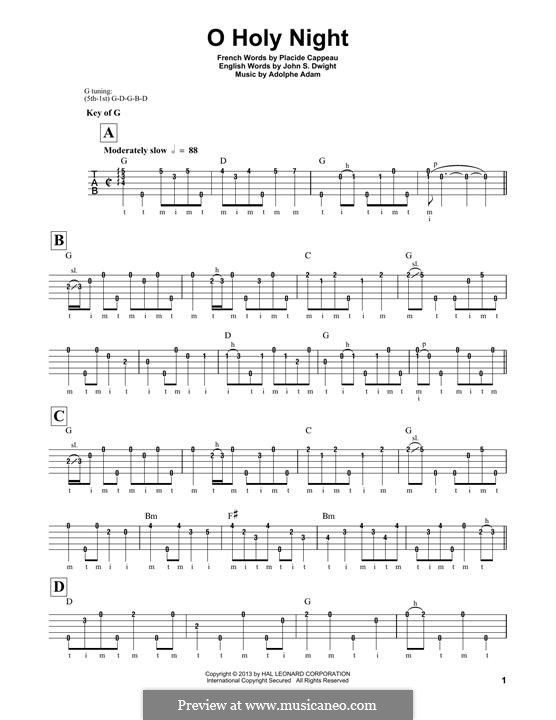 Instrumental version (Printable scores): For banjo by Adolphe Adam
