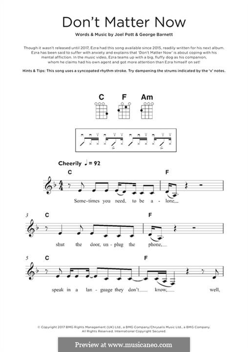 Don't Matter Now: For ukulele by Joel Pott, George Ezra Barnett